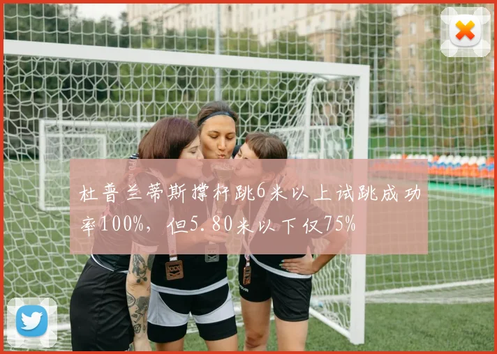 杜普兰蒂斯撑杆跳6米以上试跳成功率100%,但5.80米以下仅75%
